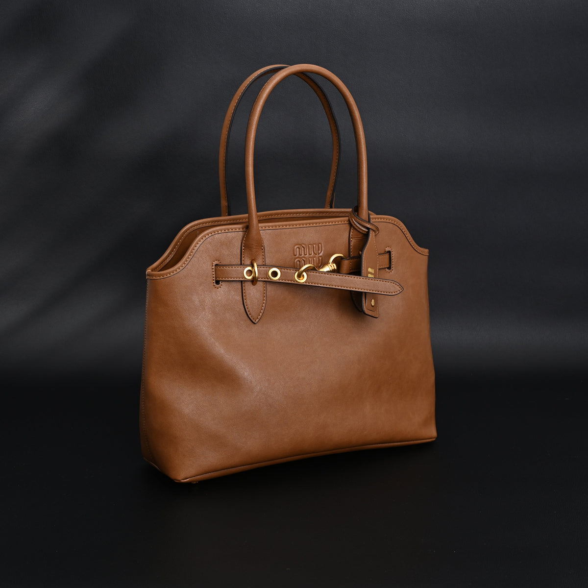 Miu Miu Leather Tote Bag – Elegant Caramel Brown — view 4