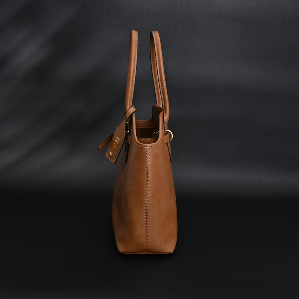 Miu Miu Leather Tote Bag – Elegant Caramel Brown — view 8