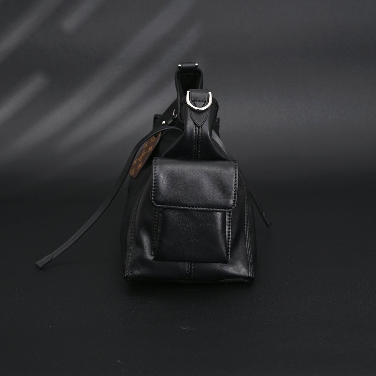 Louis Vuitton Montaigne Black Mahina Leather Shoulder Bag — view 12