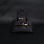 Miu Miu Black Leather Satchel Bag – Medium Structured Tote - Black with Gold-Tone Accents — view 6