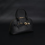 Miu Miu Black Leather Satchel Bag – Medium Structured Tote - Black with Gold-Tone Accents — view 7