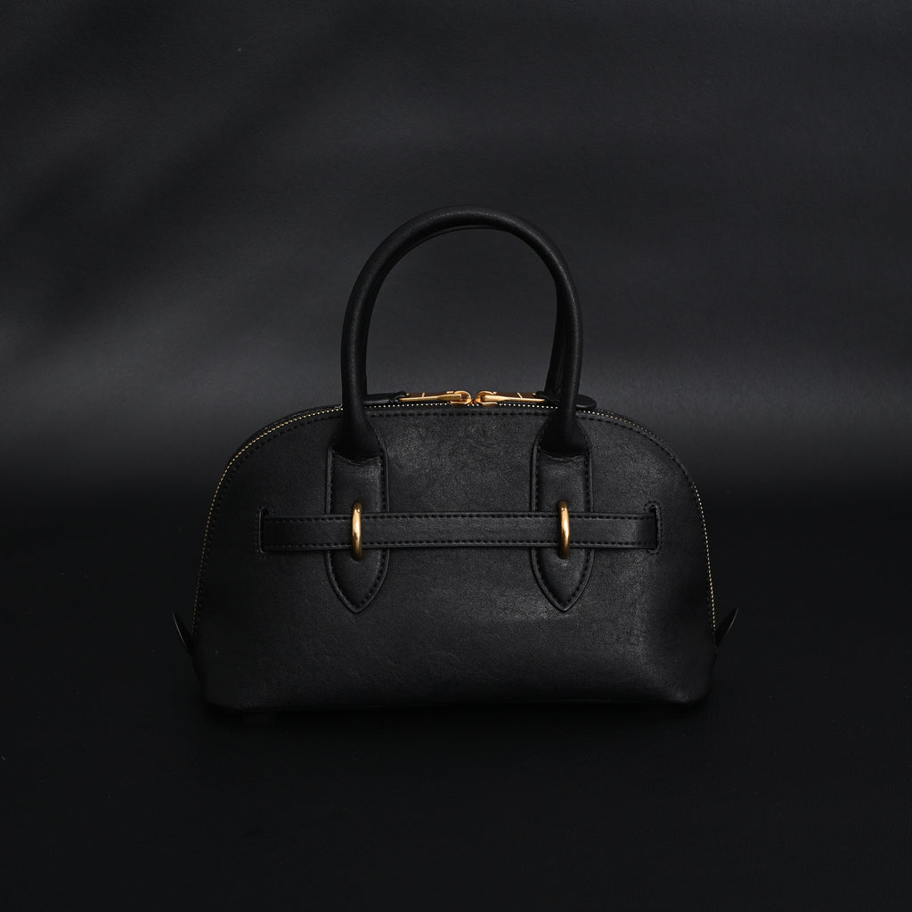 Miu Miu Black Leather Satchel Bag – Medium Structured Tote - Black with Gold-Tone Accents — view 9