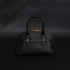 Miu Miu Black Leather Satchel Bag – Medium Structured Tote - Black with Gold-Tone Accents — view 9