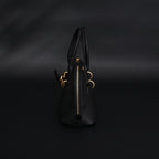 Miu Miu Black Leather Satchel Bag – Medium Structured Tote - Black with Gold-Tone Accents — view 10