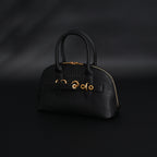 Miu Miu Black Leather Satchel Bag – Medium Structured Tote - Black with Gold-Tone Accents — view 11