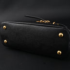 Miu Miu Black Leather Satchel Bag – Medium Structured Tote - Black with Gold-Tone Accents — view 12