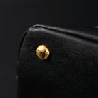 Miu Miu Black Leather Satchel Bag – Medium Structured Tote - Black with Gold-Tone Accents — view 13
