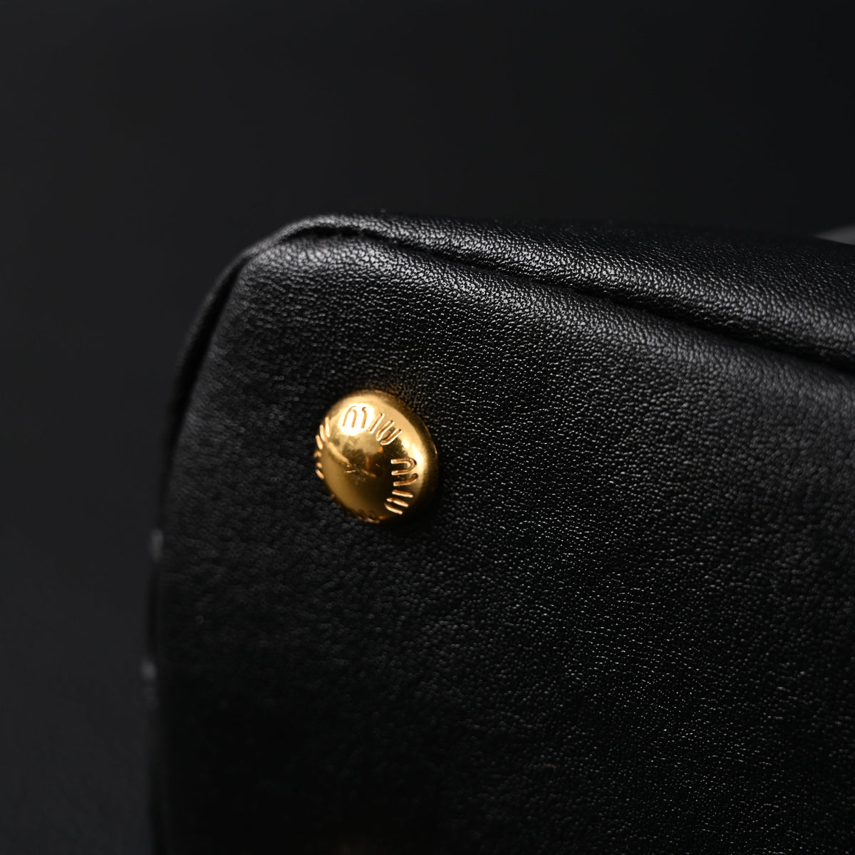 Miu Miu Black Leather Satchel Bag – Medium Structured Tote - Black with Gold-Tone Accents — view 13