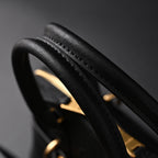 Miu Miu Black Leather Satchel Bag – Medium Structured Tote - Black with Gold-Tone Accents — view 15