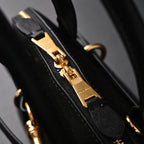 Miu Miu Black Leather Satchel Bag – Medium Structured Tote - Black with Gold-Tone Accents — view 16