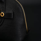 Miu Miu Black Leather Satchel Bag – Medium Structured Tote - Black with Gold-Tone Accents — view 17