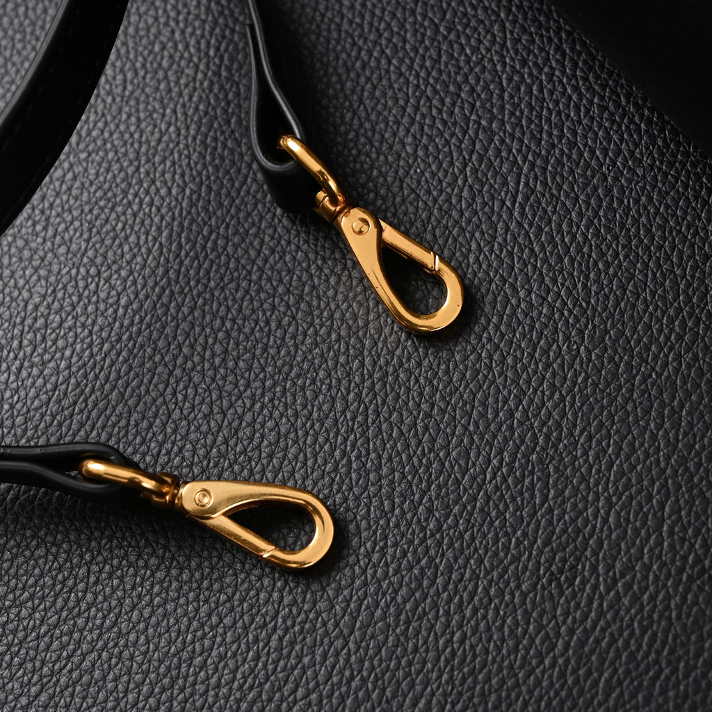 Miu Miu Black Leather Satchel Bag – Medium Structured Tote - Black with Gold-Tone Accents — view 19