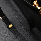 Miu Miu Black Leather Satchel Bag – Medium Structured Tote - Black with Gold-Tone Accents — view 2