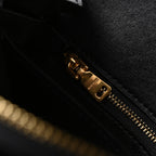 Miu Miu Black Leather Satchel Bag – Medium Structured Tote - Black with Gold-Tone Accents — view 5