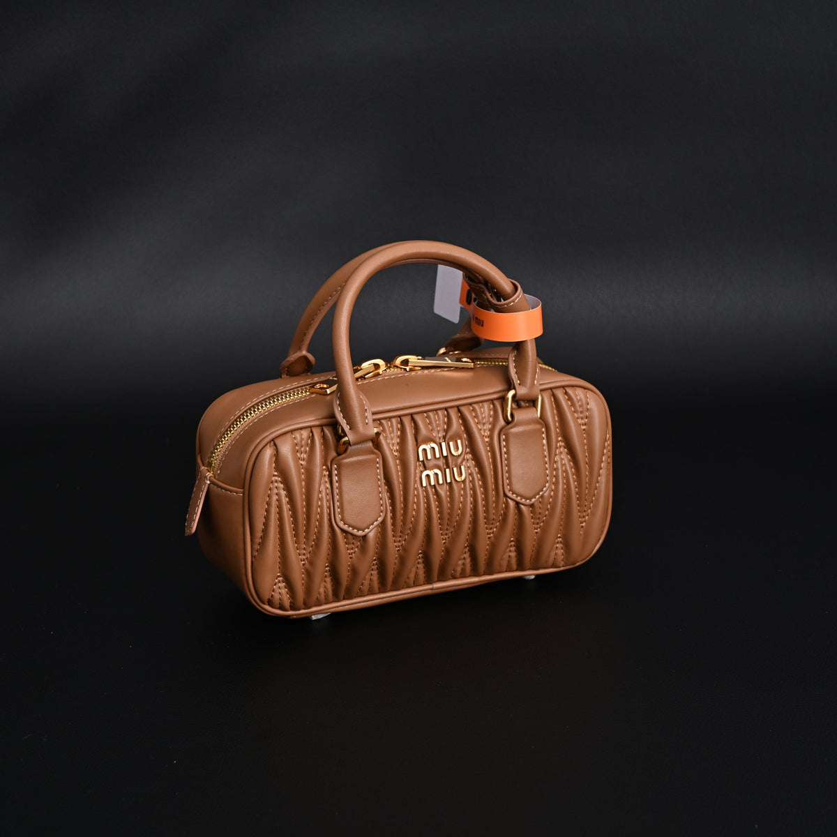 Miu Miu Matelassé Leather Top Handle Bag – Caramel Brown — view 7