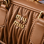 Miu Miu Matelassé Leather Top Handle Bag – Caramel Brown — view 13