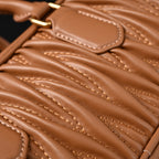 Miu Miu Matelassé Leather Top Handle Bag – Caramel Brown — view 16