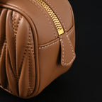 Miu Miu Matelassé Leather Top Handle Bag – Caramel Brown — view 19