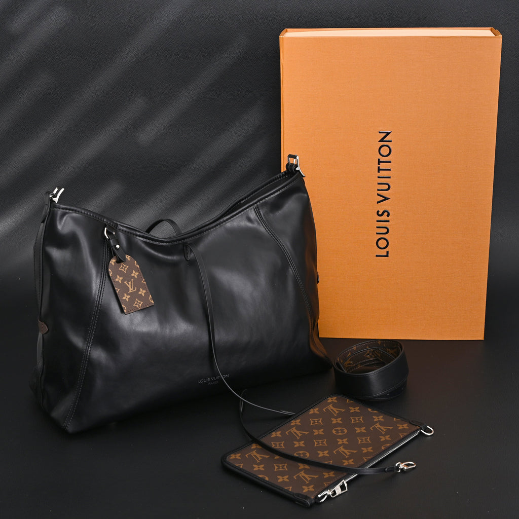 Louis Vuitton Black Mahina Leather Hobo Shoulder Bag — view 1