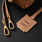 Miu Miu Matelassé Leather Top Handle Bag – Caramel Brown — view 4