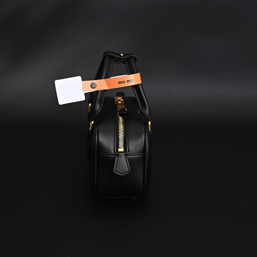 Miu Miu Leather Top Handle Satchel – Classic Black Satchel Bag — view 13