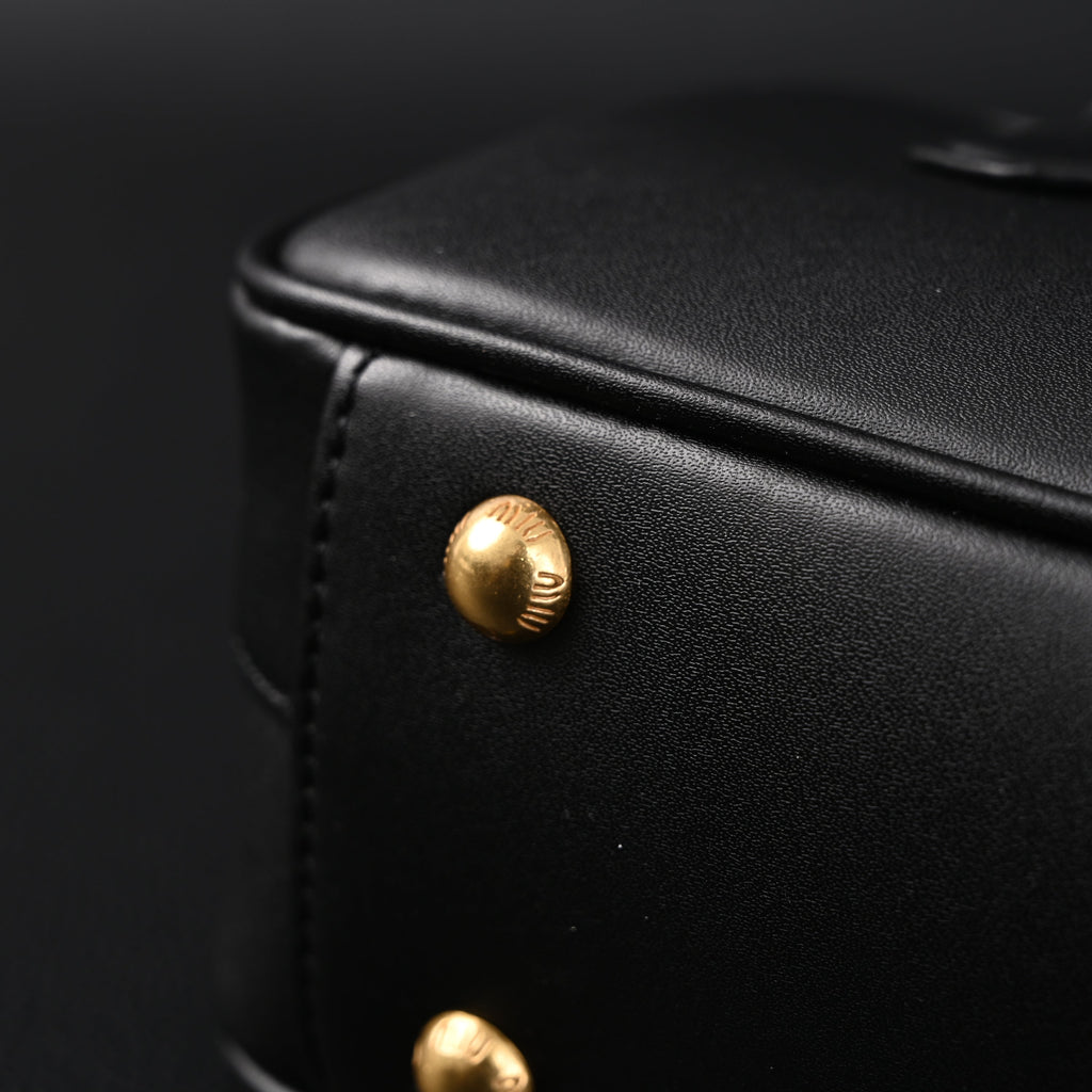 Miu Miu Leather Top Handle Satchel – Classic Black Satchel Bag — view 16
