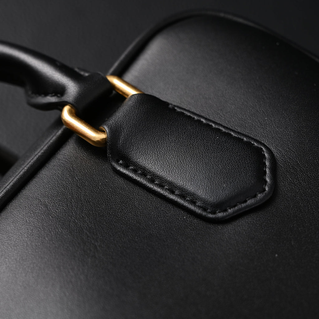 Miu Miu Black Matelassé Leather Satchel Bag – Mini Top Handle - Black with Gold-Tone Accents — view 20