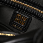 Miu Miu Black Matelassé Leather Satchel Bag – Mini Top Handle - Black with Gold-Tone Accents — view 3