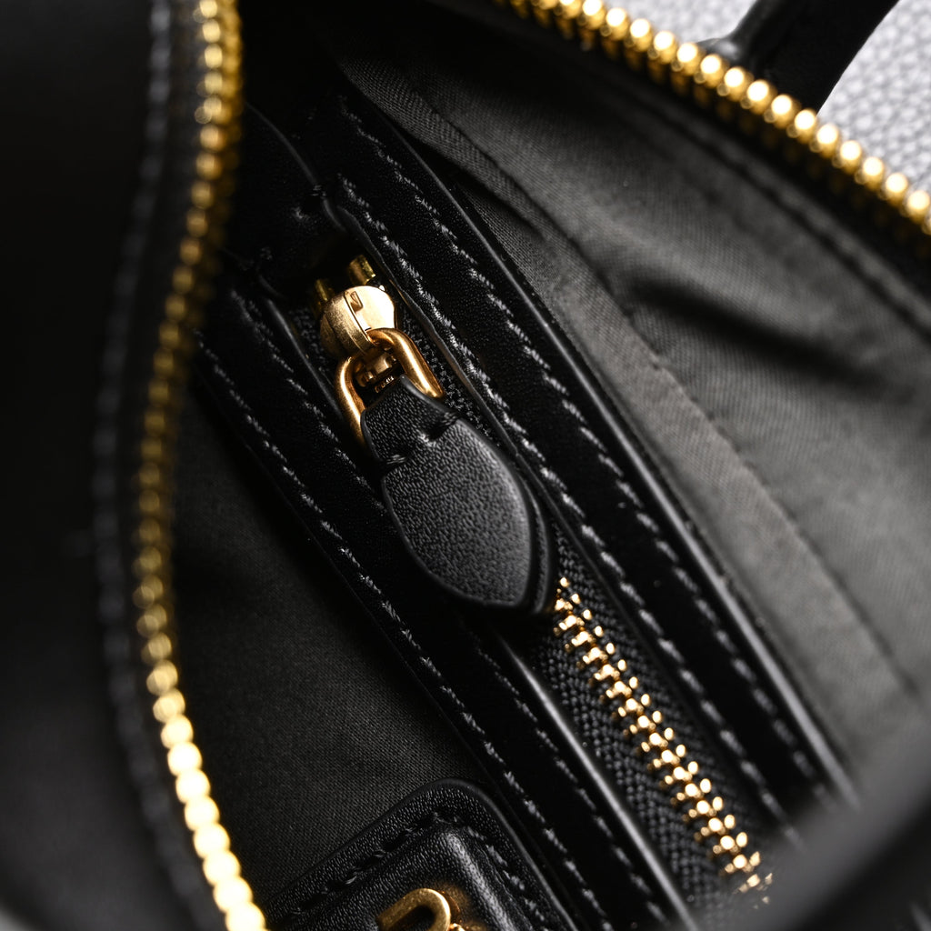 Miu Miu Black Matelassé Leather Satchel Bag – Mini Top Handle - Black with Gold-Tone Accents — view 5