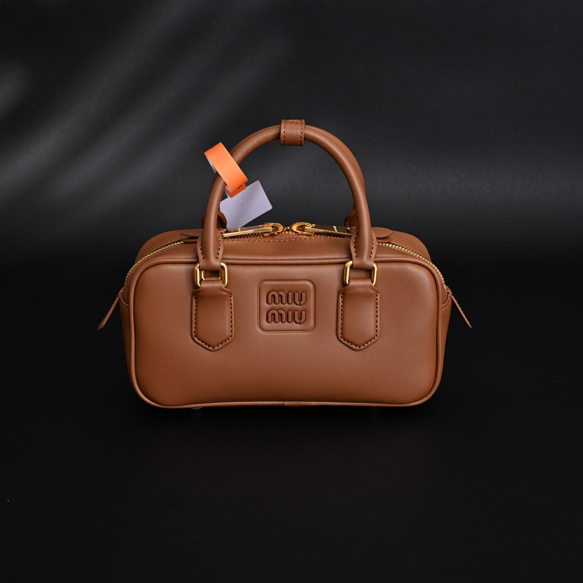 Miu Miu Leather Top Handle Satchel – Caramel Brown Satchel Bag — view 4