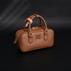 Miu Miu Leather Top Handle Satchel – Caramel Brown Satchel Bag — view 5