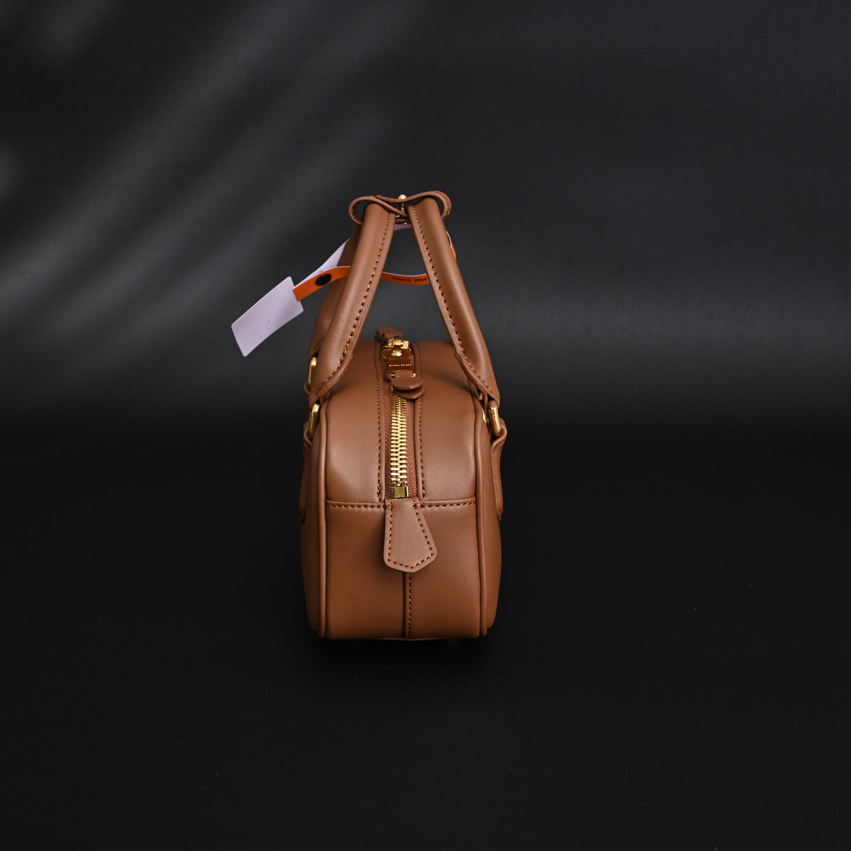 Miu Miu Leather Top Handle Satchel – Caramel Brown Satchel Bag — view 6
