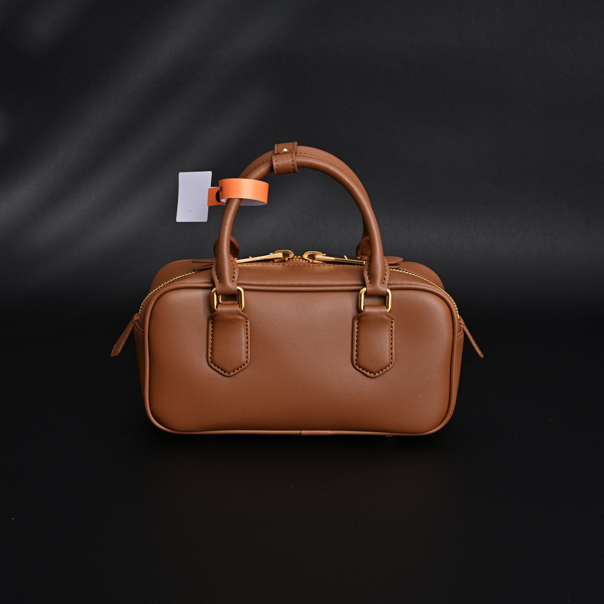 Miu Miu Leather Top Handle Satchel – Caramel Brown Satchel Bag — view 7