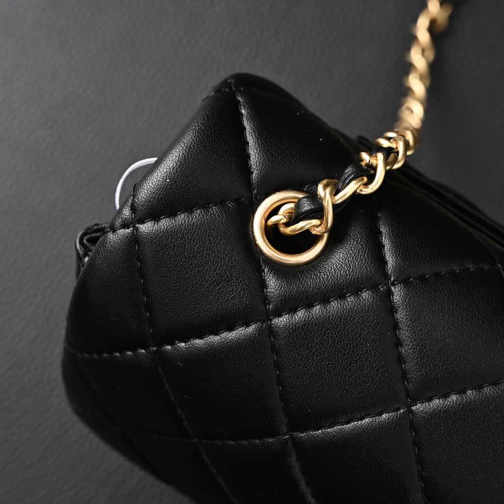 Chanel Classic Flap Mini Bag – Black Quilted Lambskin with Gold-Tone Hardware — view 9