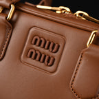 Miu Miu Leather Top Handle Satchel – Caramel Brown Satchel Bag — view 11