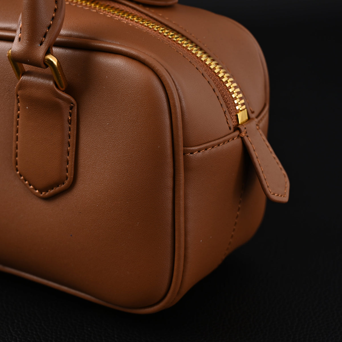 Miu Miu Leather Top Handle Satchel – Caramel Brown Satchel Bag — view 12