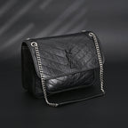 Saint Laurent Niki Medium Black Crinkled Leather Shoulder Bag — view 4