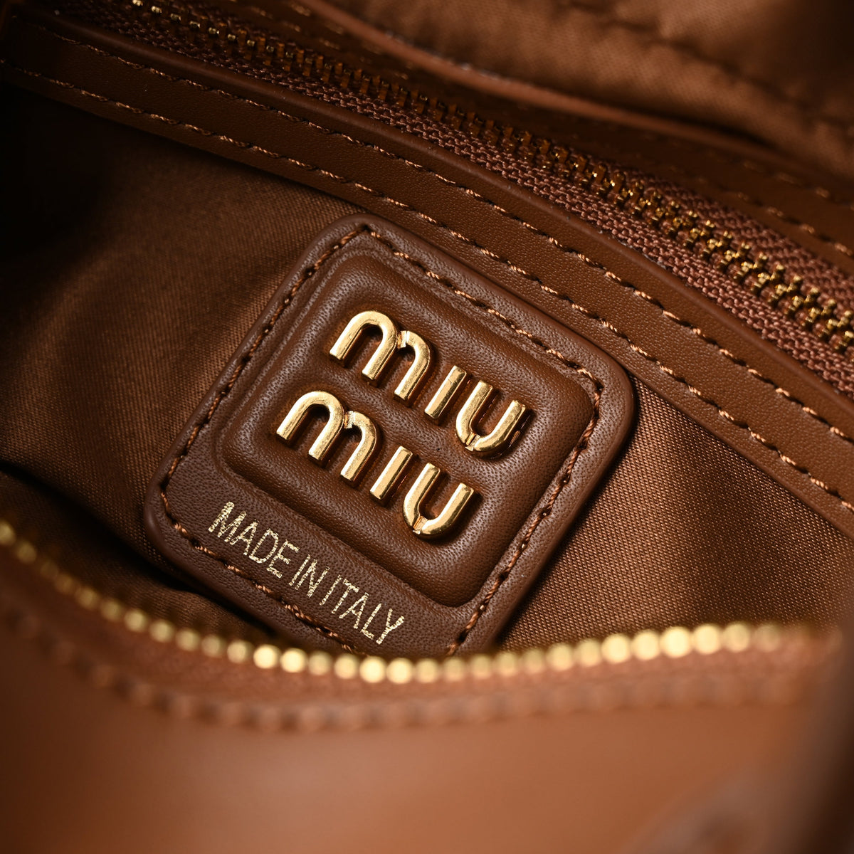 Miu Miu Leather Top Handle Satchel – Caramel Brown Satchel Bag — view 18