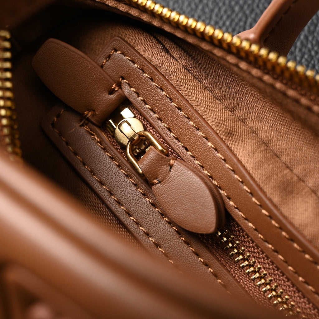 Miu Miu Leather Top Handle Satchel – Caramel Brown Satchel Bag — view 2