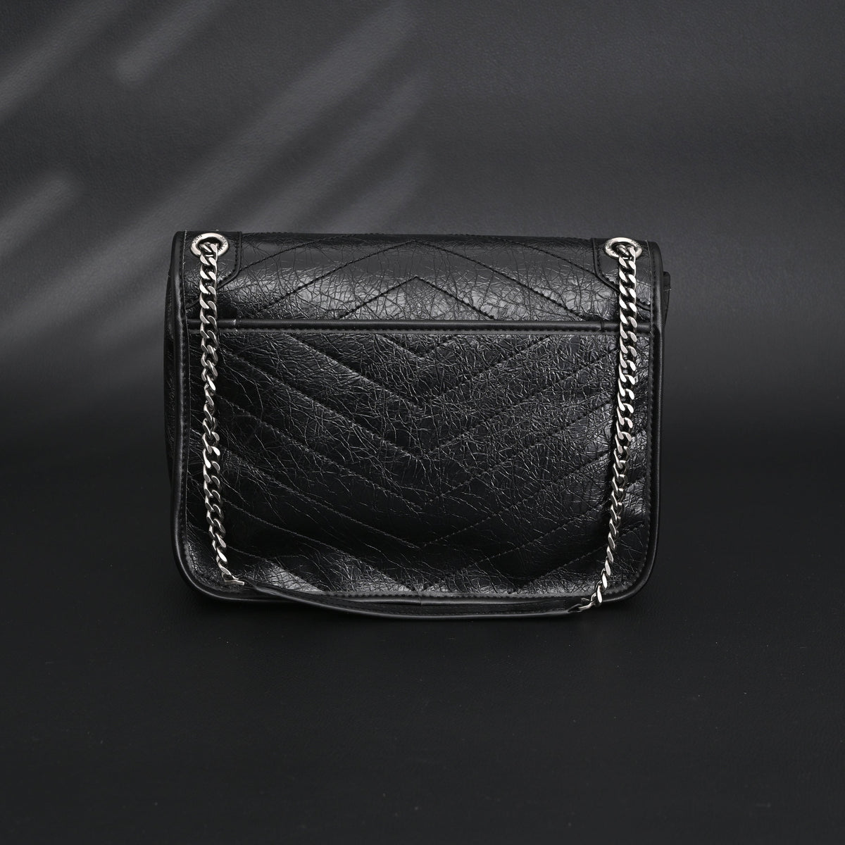 Saint Laurent Niki Medium Black Crinkled Leather Shoulder Bag — view 7