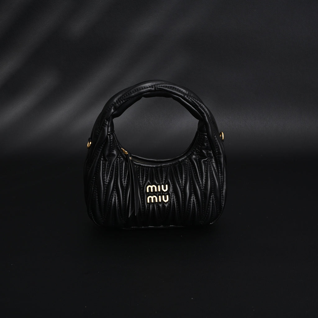Miu Miu Matelassé Leather Hobo Bag – Black with Gold Hardware - Classic Black — view 15