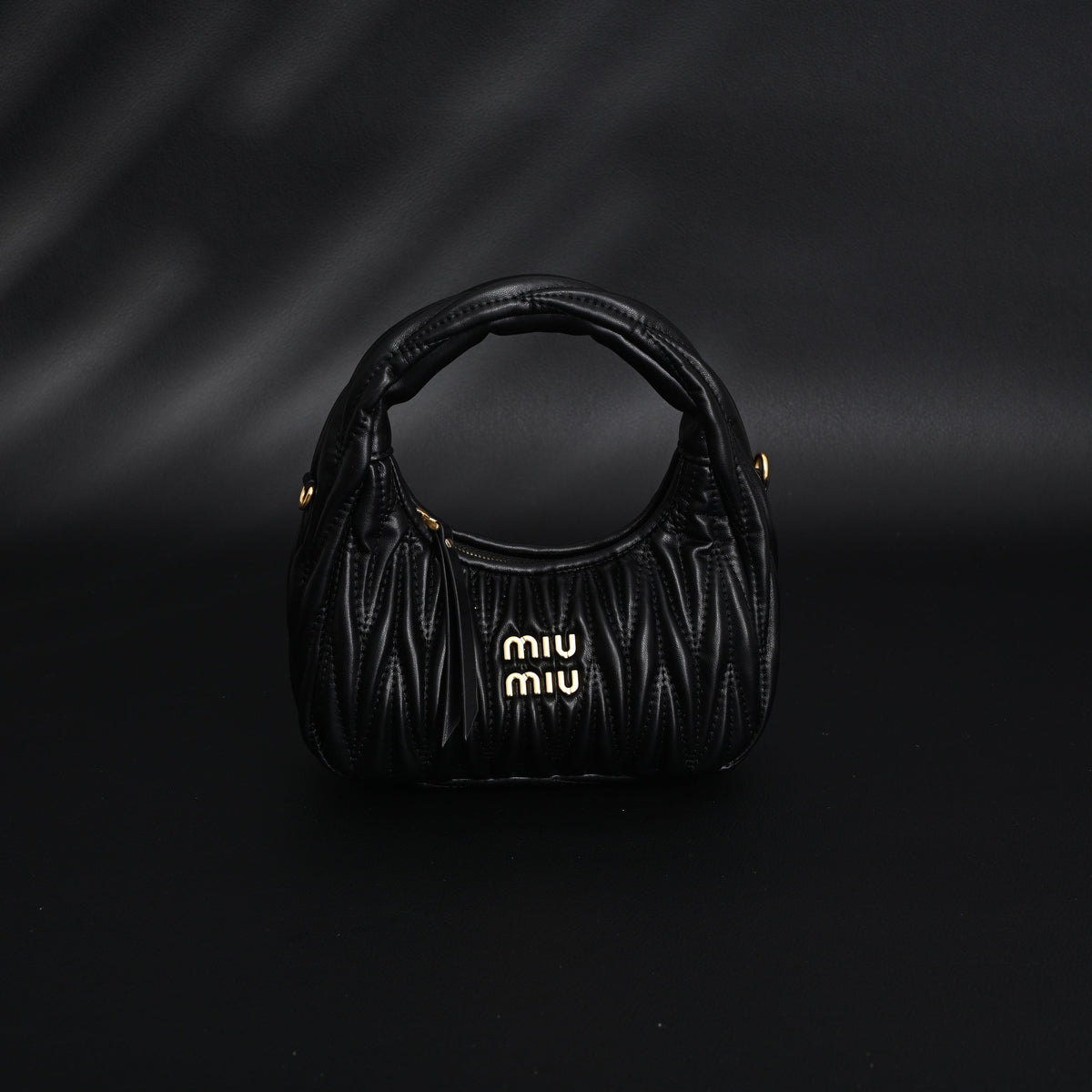 Miu Miu Matelassé Leather Hobo Bag – Black with Gold Hardware - Classic Black — view 15