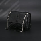 Saint Laurent Niki Medium Black Crinkled Leather Shoulder Bag — view 9