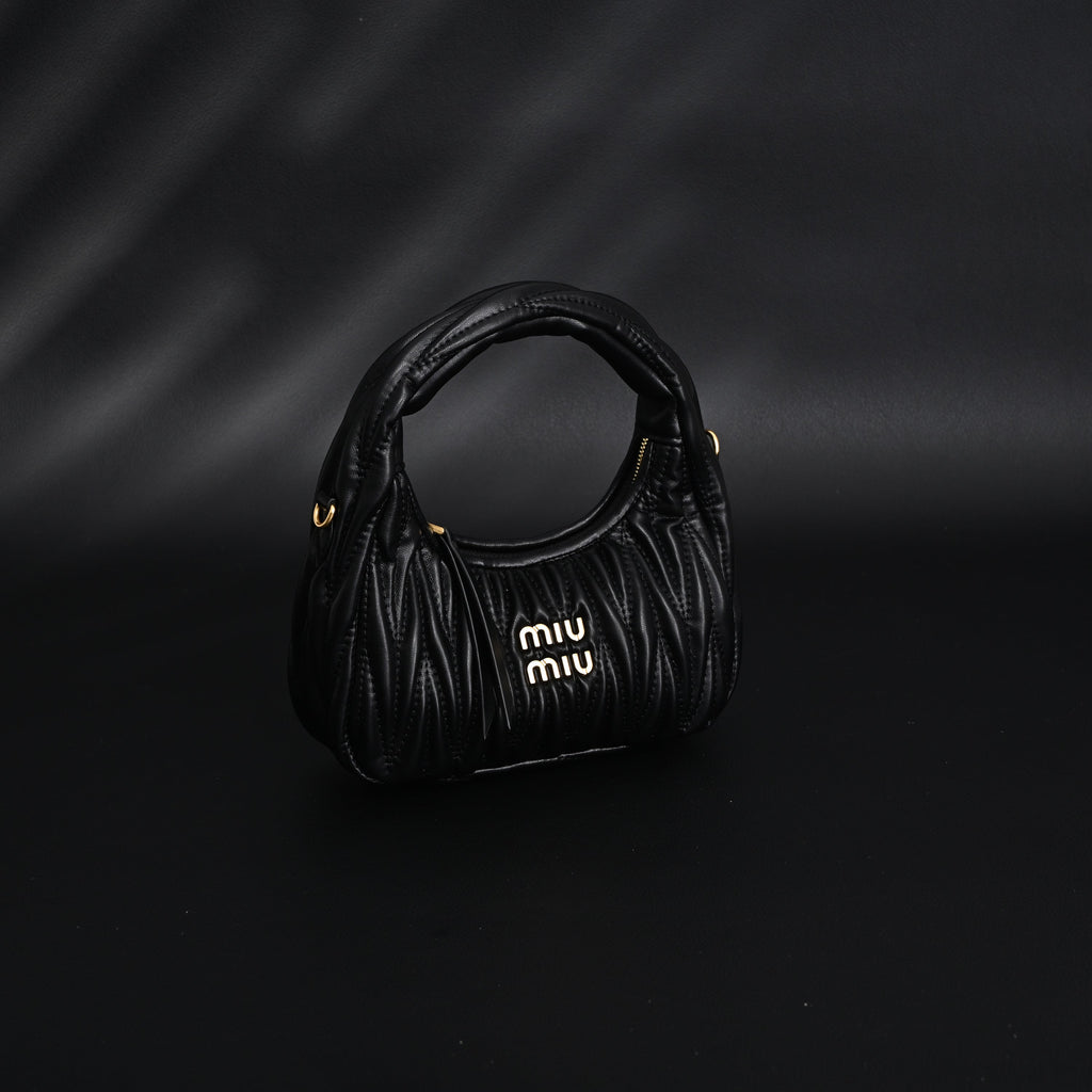 Miu Miu Matelassé Leather Hobo Bag – Black with Gold Hardware - Classic Black — view 16