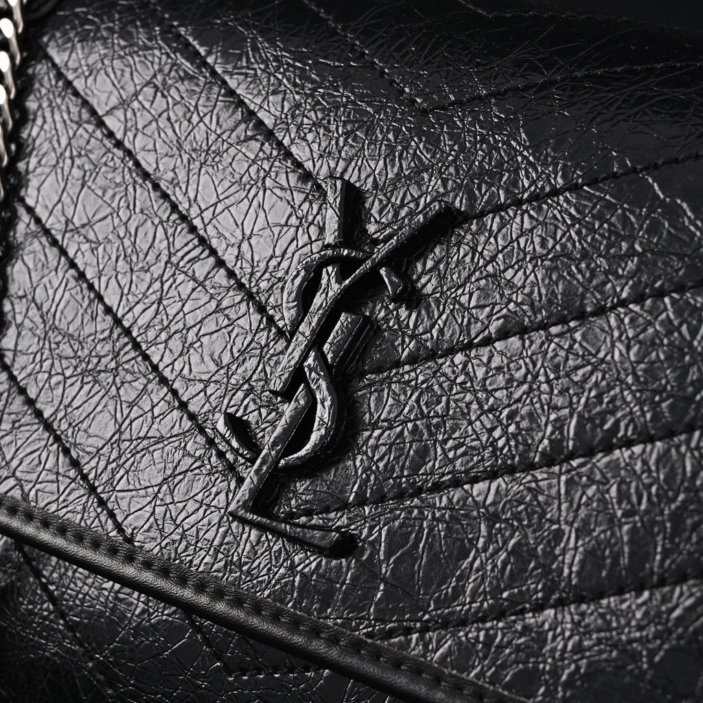 Saint Laurent Niki Medium Black Crinkled Leather Shoulder Bag — view 11