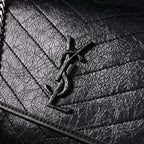 Saint Laurent Niki Medium Black Crinkled Leather Shoulder Bag — view 11