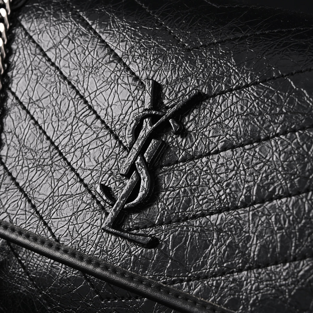 Saint Laurent Niki Medium Black Crinkled Leather Shoulder Bag — view 11