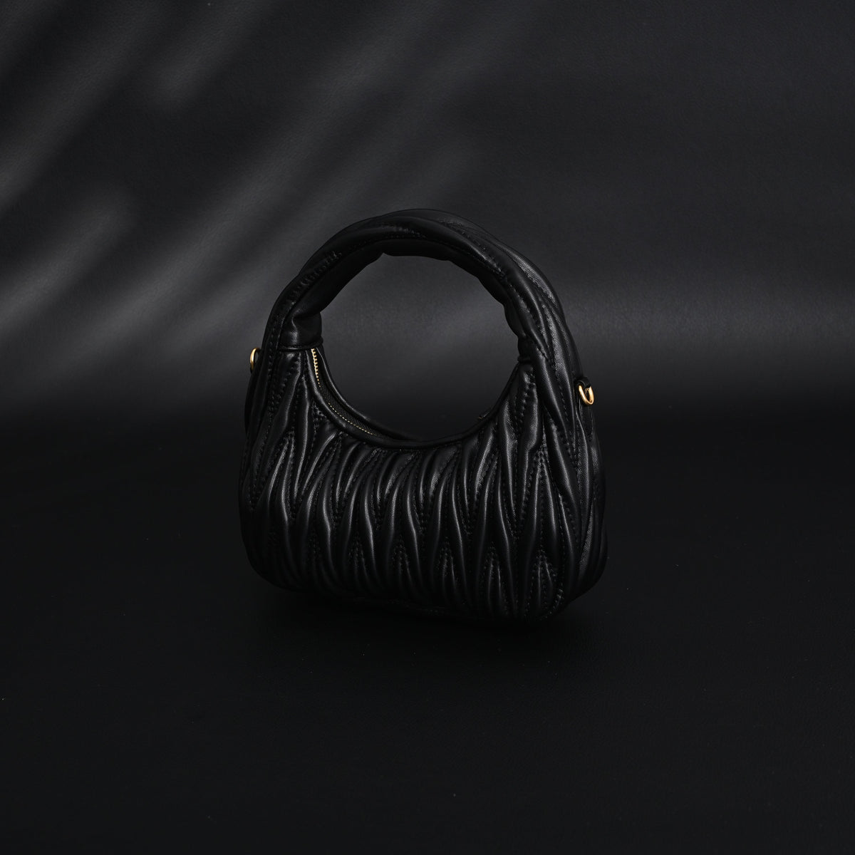 Miu Miu Matelassé Leather Hobo Bag – Black with Gold Hardware - Classic Black — view 3