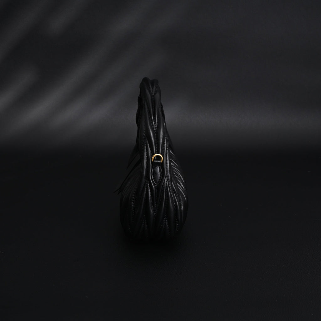 Miu Miu Matelassé Leather Hobo Bag – Black with Gold Hardware - Classic Black — view 4
