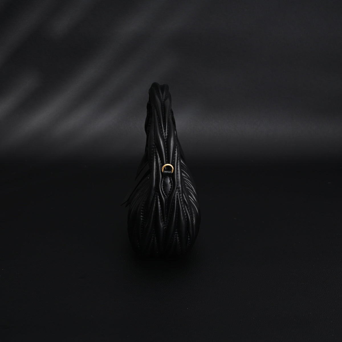 Miu Miu Matelassé Leather Hobo Bag – Black with Gold Hardware - Classic Black — view 4